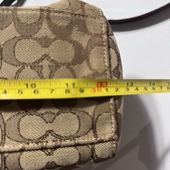 Coach Beige Signature Canvas Convertible Celeste Hobo Medium Size Brown Gold - Picture 14 of 15